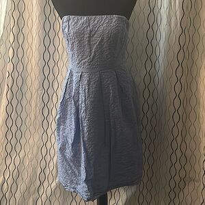 Periwinkle blue strapless dress w/pockets